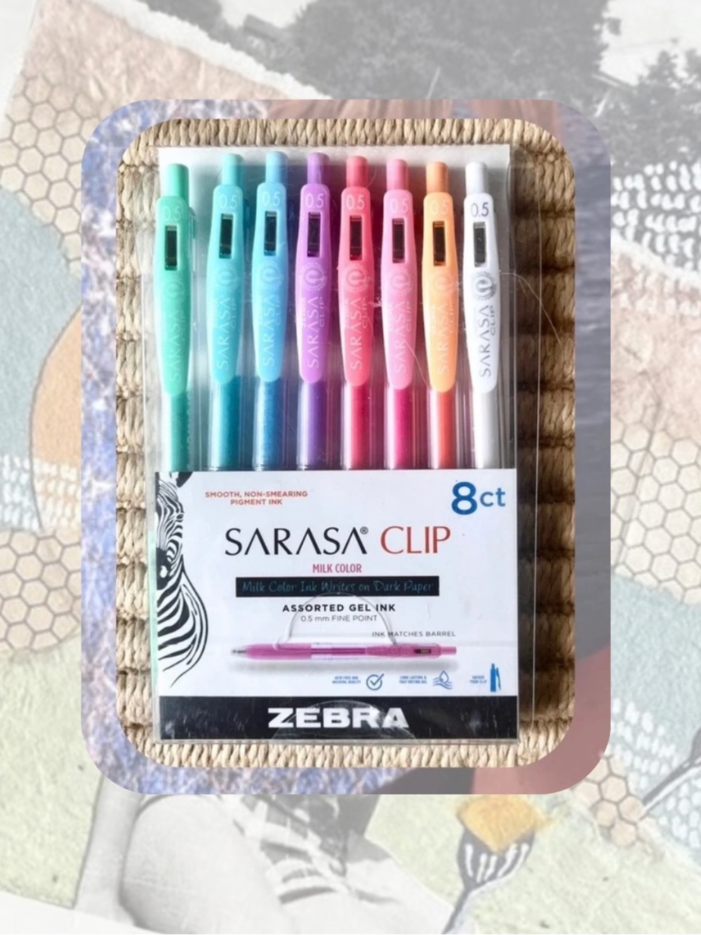 🎉🎉Zebra Sarasa Gel Clip Retractable Fine Point Pens Pastel Assorted Set of 8